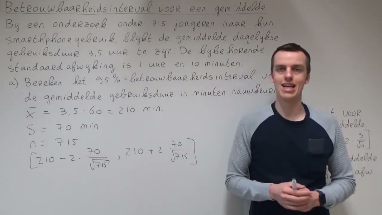 Betrouwbaarheidsinterval voor een gemiddelde (HAVO wiskunde A & VWO wiskunde A/C)