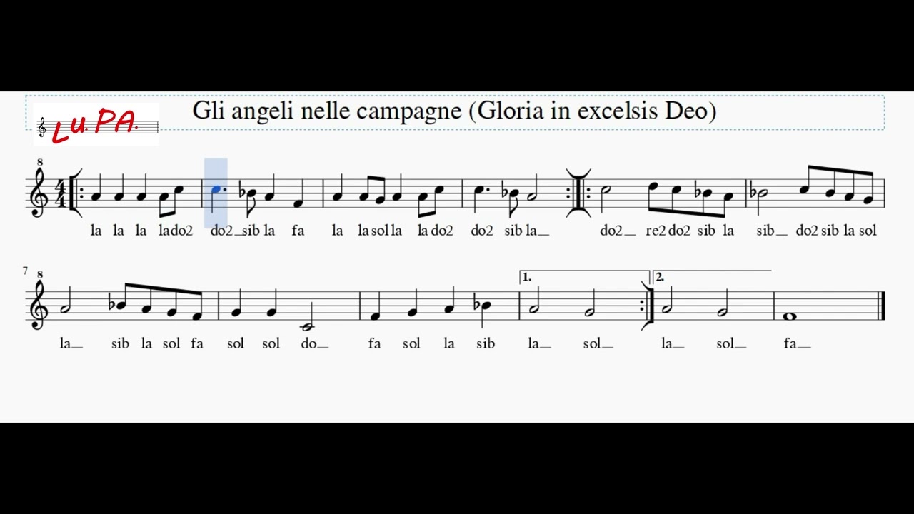 Gli angeli nelle campagne -Gloria in Excelsis Deo - Flauto - Note - Spartito - Karaoke - Recorder