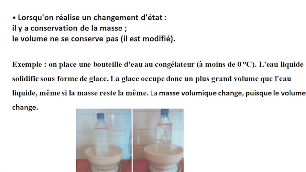 Les changements d’état - 1er année secondaire - physique