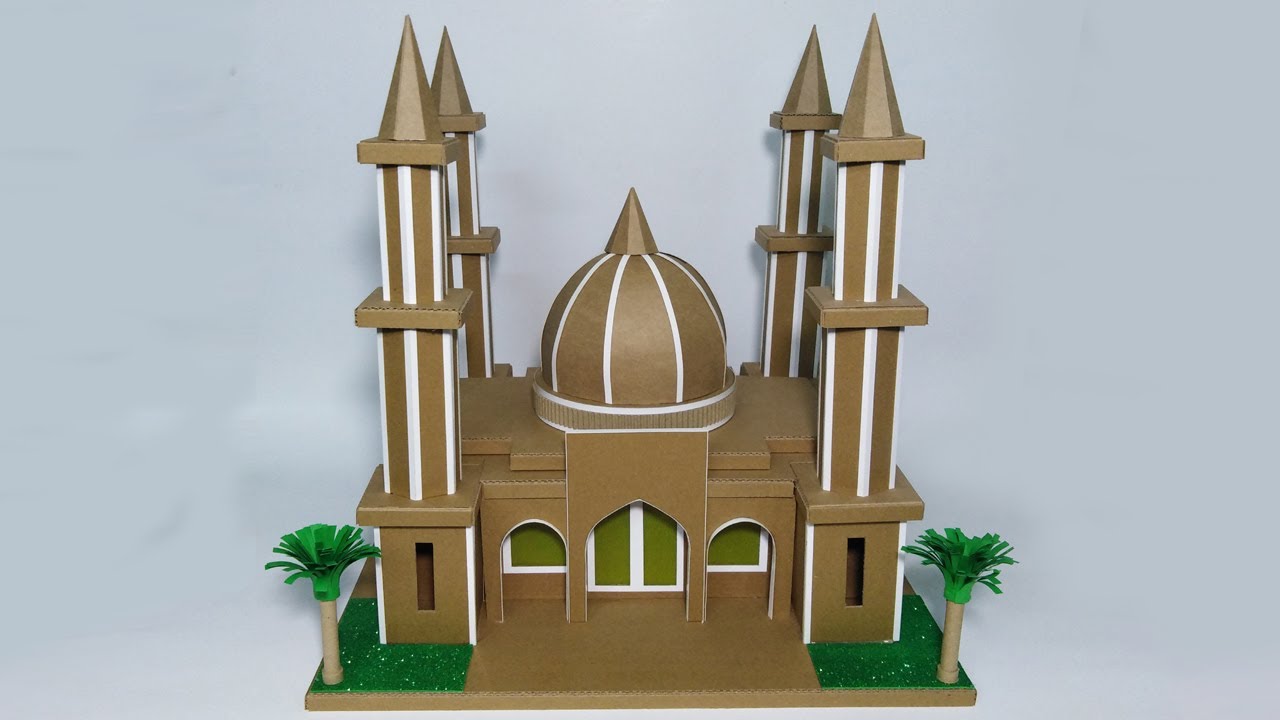 كيف تصنع مسجد من الكرتون 🕌