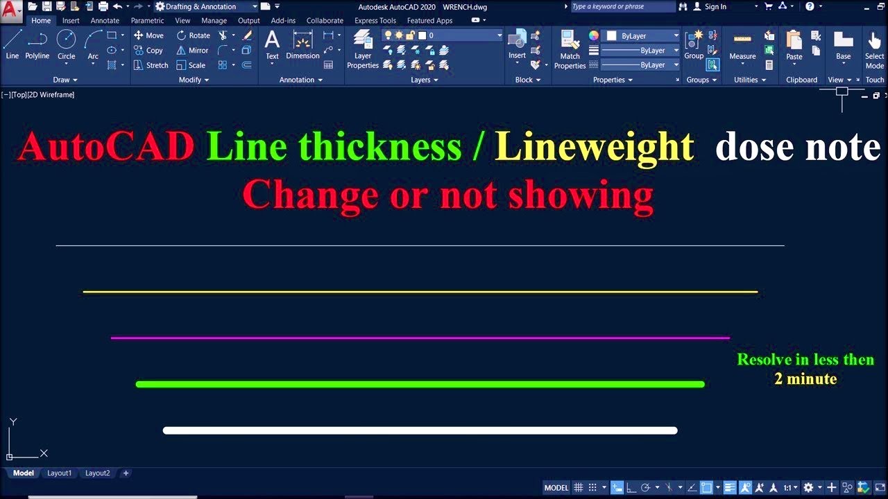 AutoCAD Line Thickness / Lineweight Does not Change | Not Showing |