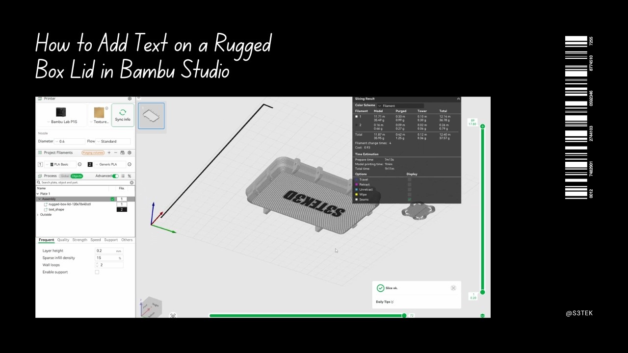 How to Add Text on a Rugged Box Lid in Bambu Studio