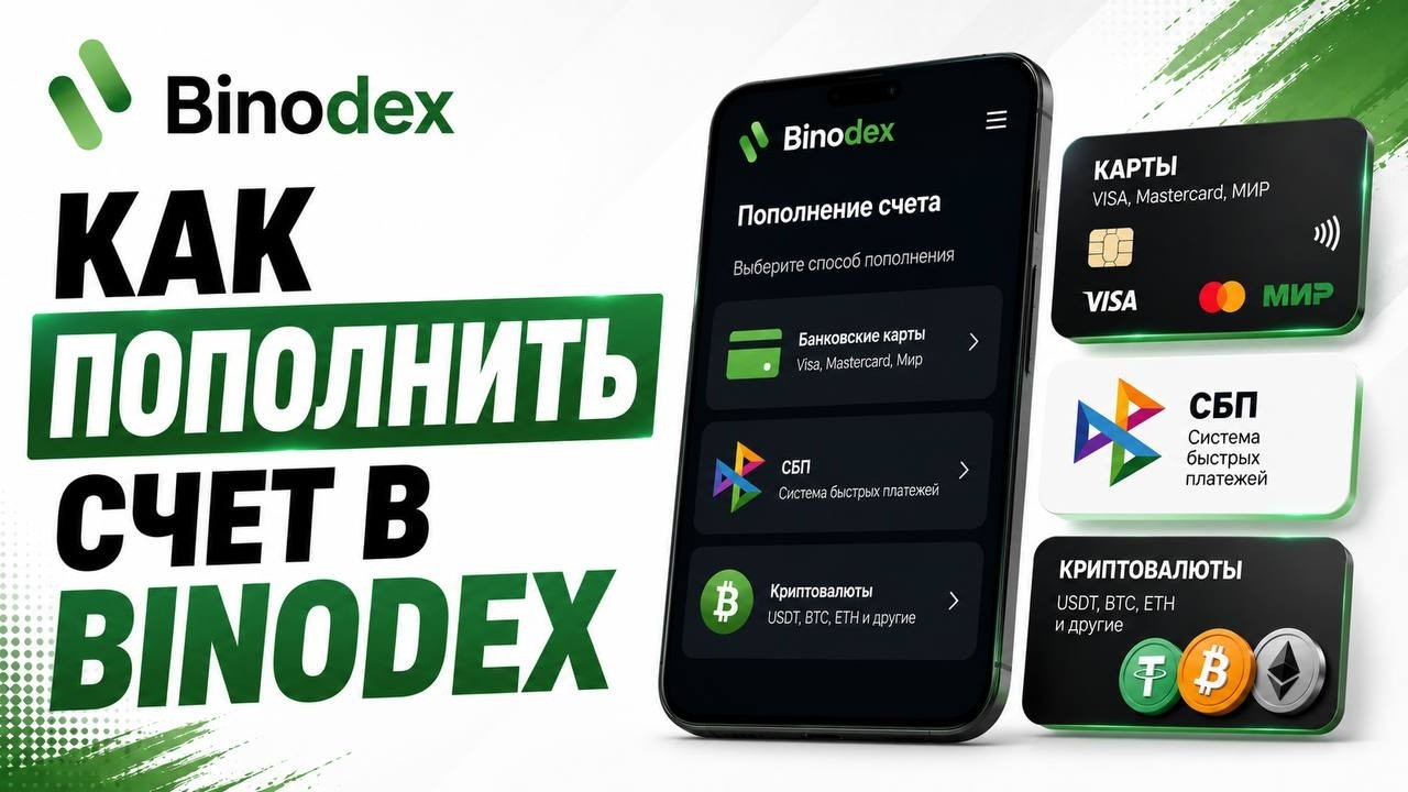 BinoDex пополнение счета | Как пополнить баланс в BinoDex (картой, СПБ, криптовалютой)
