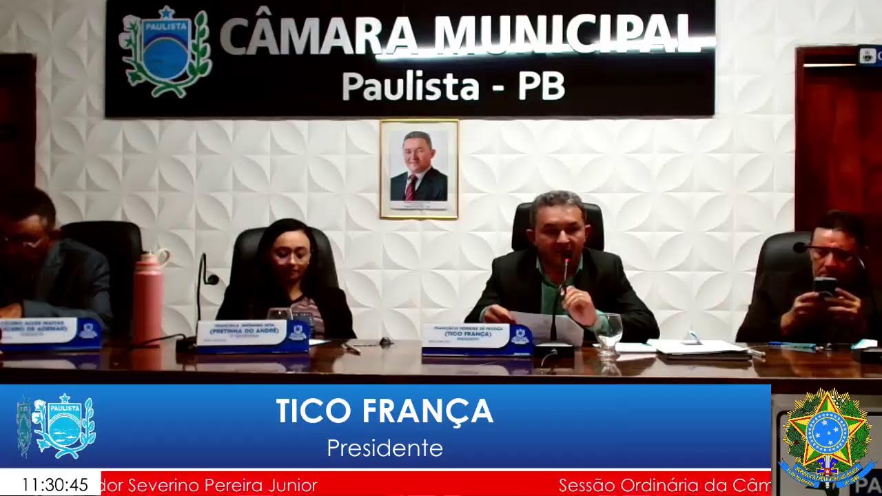 AO VIVO: SESSÃO ORDINÁRIA DA CÂMARA MUNICIPAL DE PAULISTA/PB