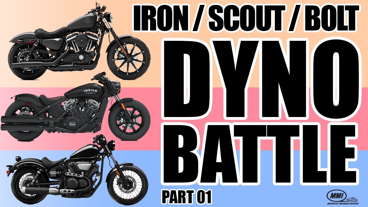 HARLEY Iron vs INDIAN Scout vs YAMAHA Bolt DYNO BATTLE! (Pt 01)