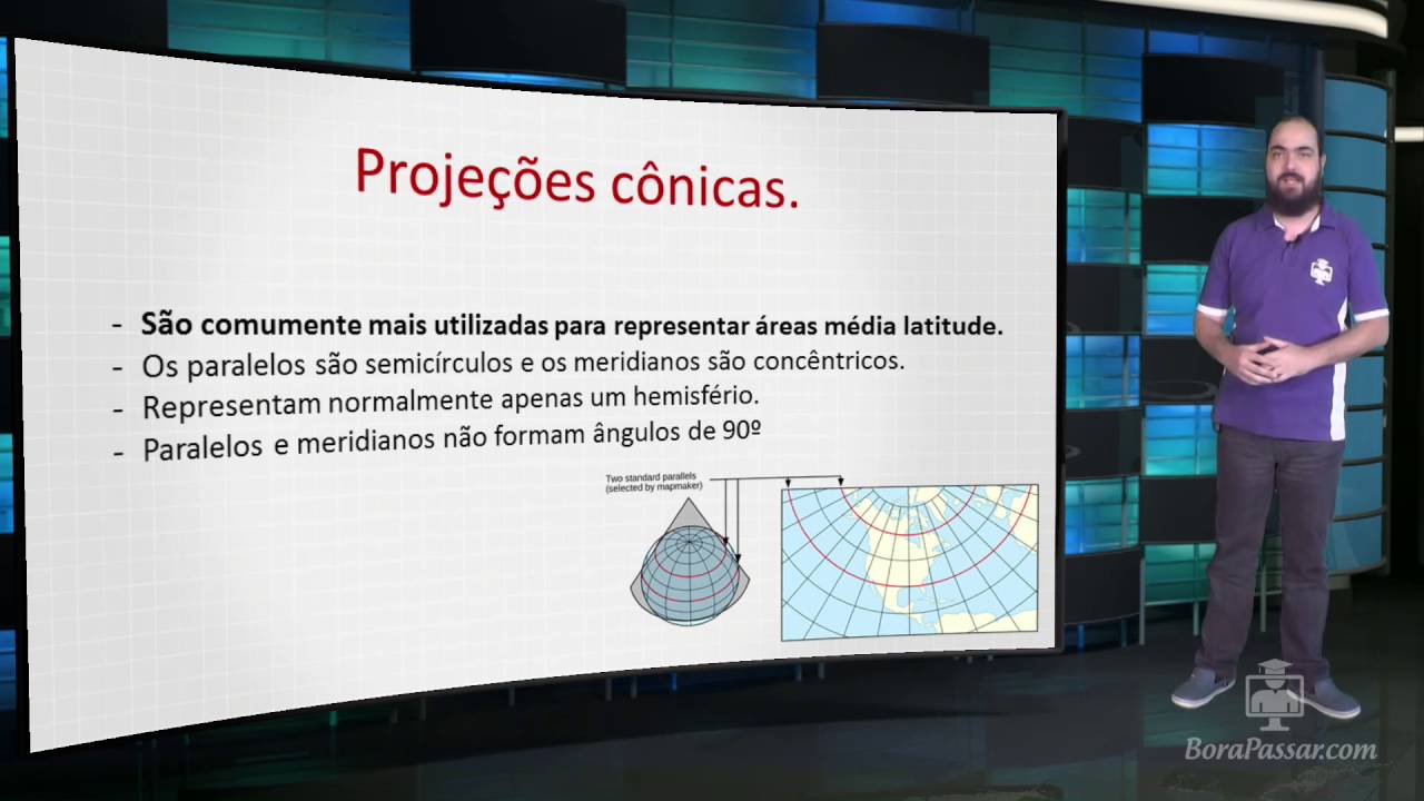 Cartografia- Projeções Cônicas.