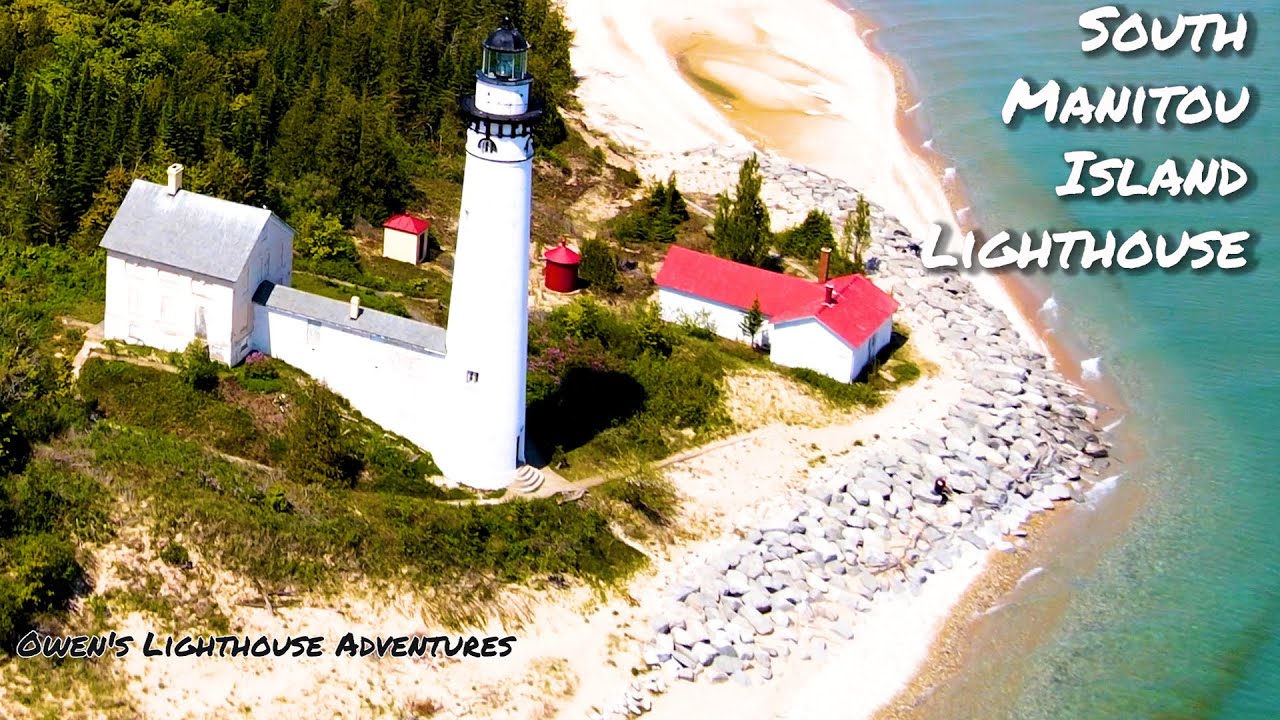 South Manitou Island Lighthouse - Aerial 4K footage of the Light & Harbor & a tour of the Island!