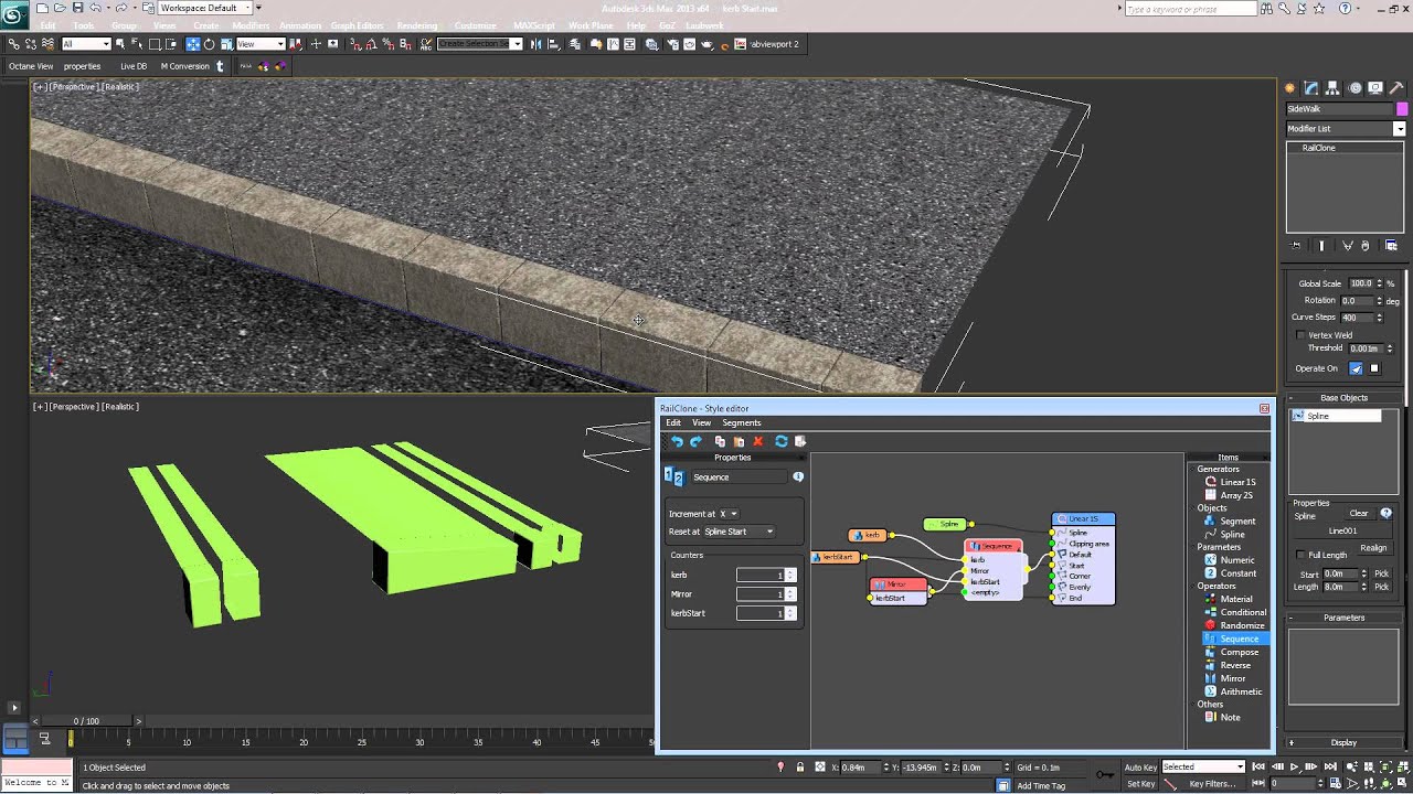 УЧЕБНОЕ ПОСОБИЕ: Создание бордюра Drop с помощью RailClone в 3ds Max (средний уровень)