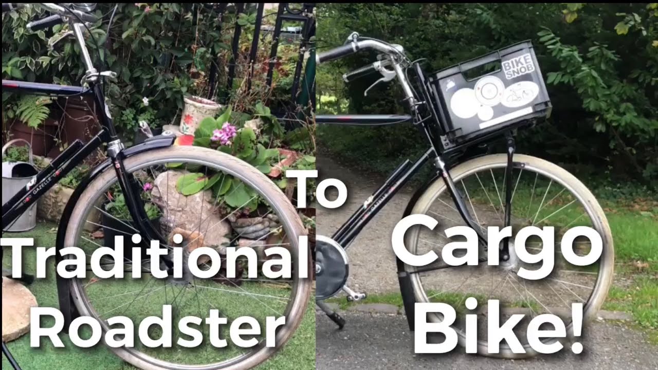 Converting a Gazelle opafiets dutchbike into a cargobike. Fitting a pickup transport carrier & crate