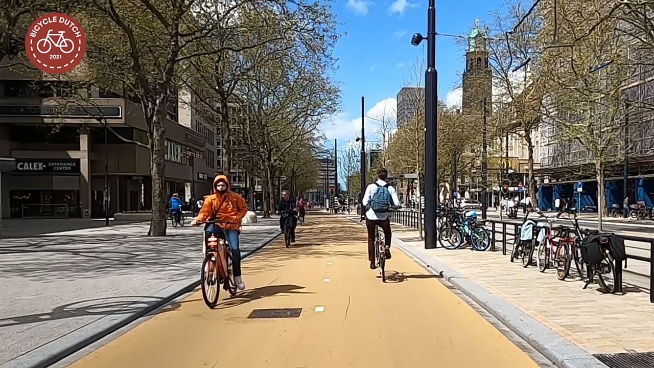 Bicycle ride on the new Rotterdam Coolsingel