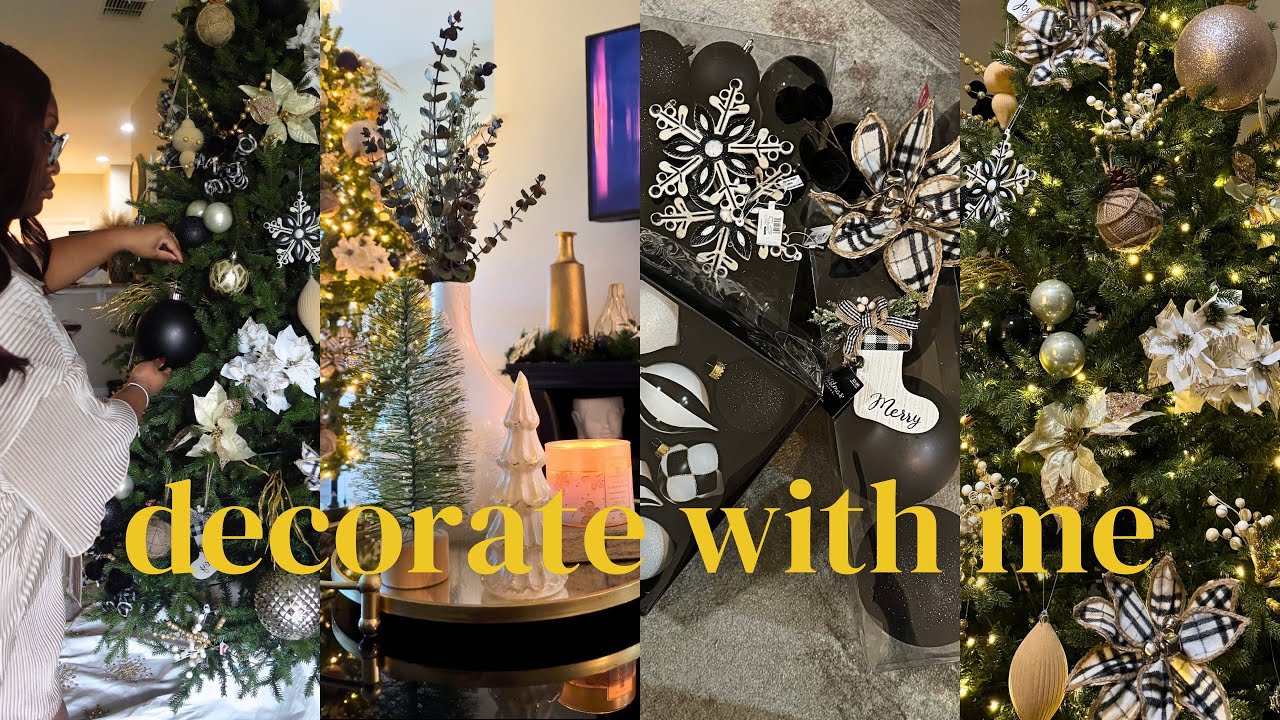 CHRISTMAS DECOR 2024 | Christmas Tree and Living Room✨black, gold, white & tan | ALEXISTHENP