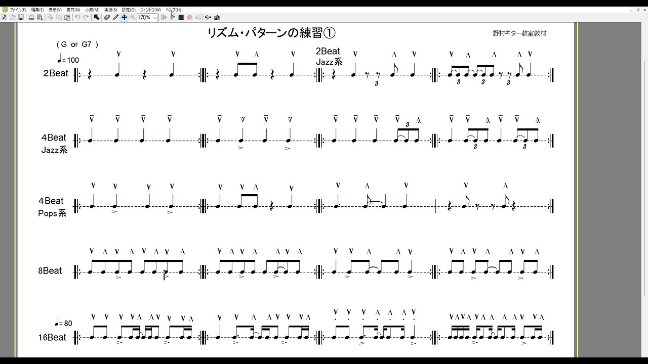 ギターのリズム・パターン練習①