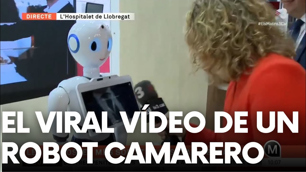 El viral vídeo de un ROBOT CAMARERO en Cataluña que se ROMPE durante una trasmisión en directo
