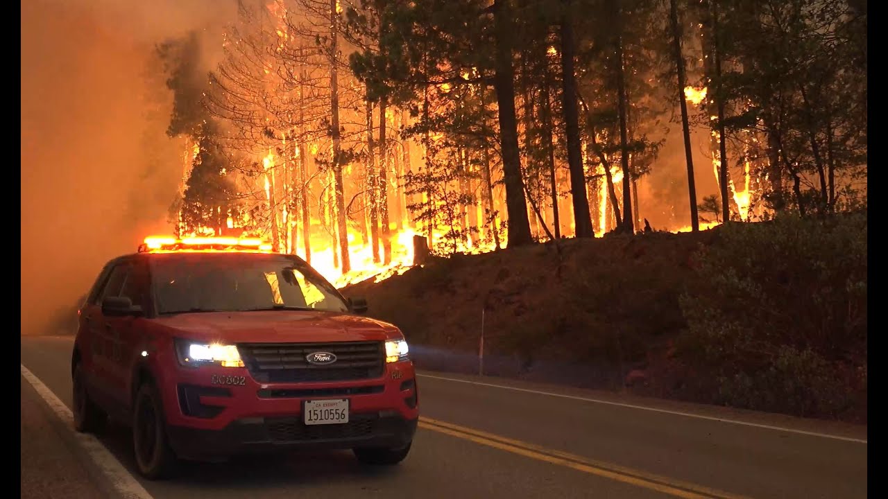 DIXIE FIRE:  Raw Video Of Flames Jumping Over Highway 89 As Dixie Wildfire Firefight Intensifies