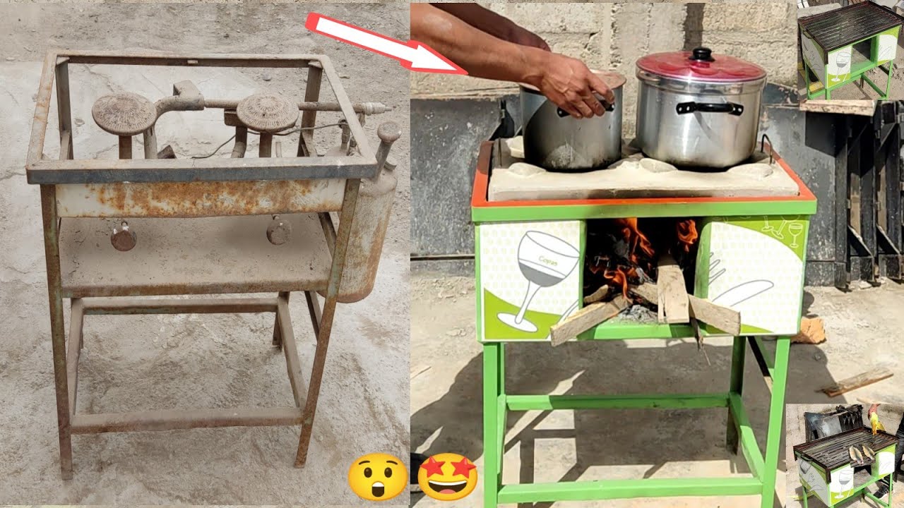 lo convertimos a nuevo está cocina vieja. (estufa) a leña 2 en 1 parrilla y cocina ❤️🎯💡🎊