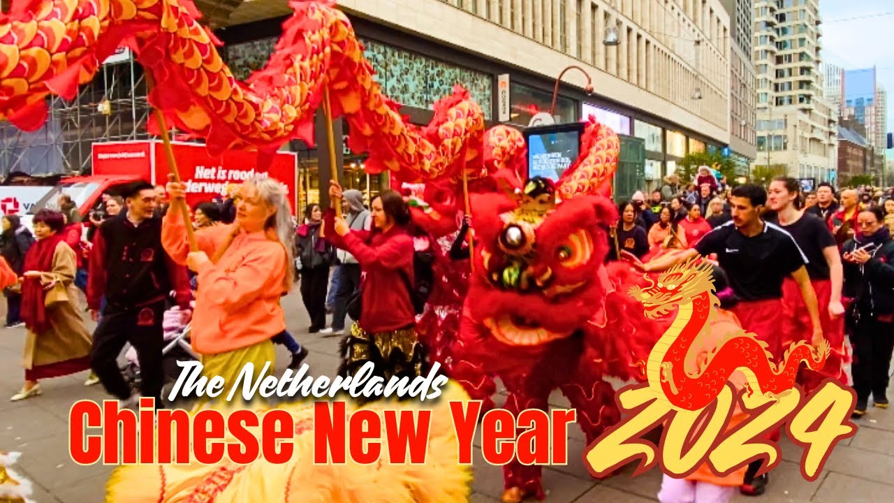 🧧2024 Chinese New Year Celebration | Festive Lion & Dragon Dance Parade - Chinatown, The Hague 🇳🇱