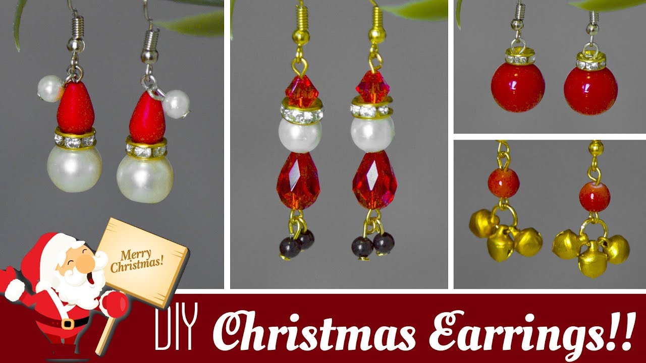 4 DIY Christmas earrings | How to make Santa, jingle bells,bulb earrings | Beads art\vineeta mishra