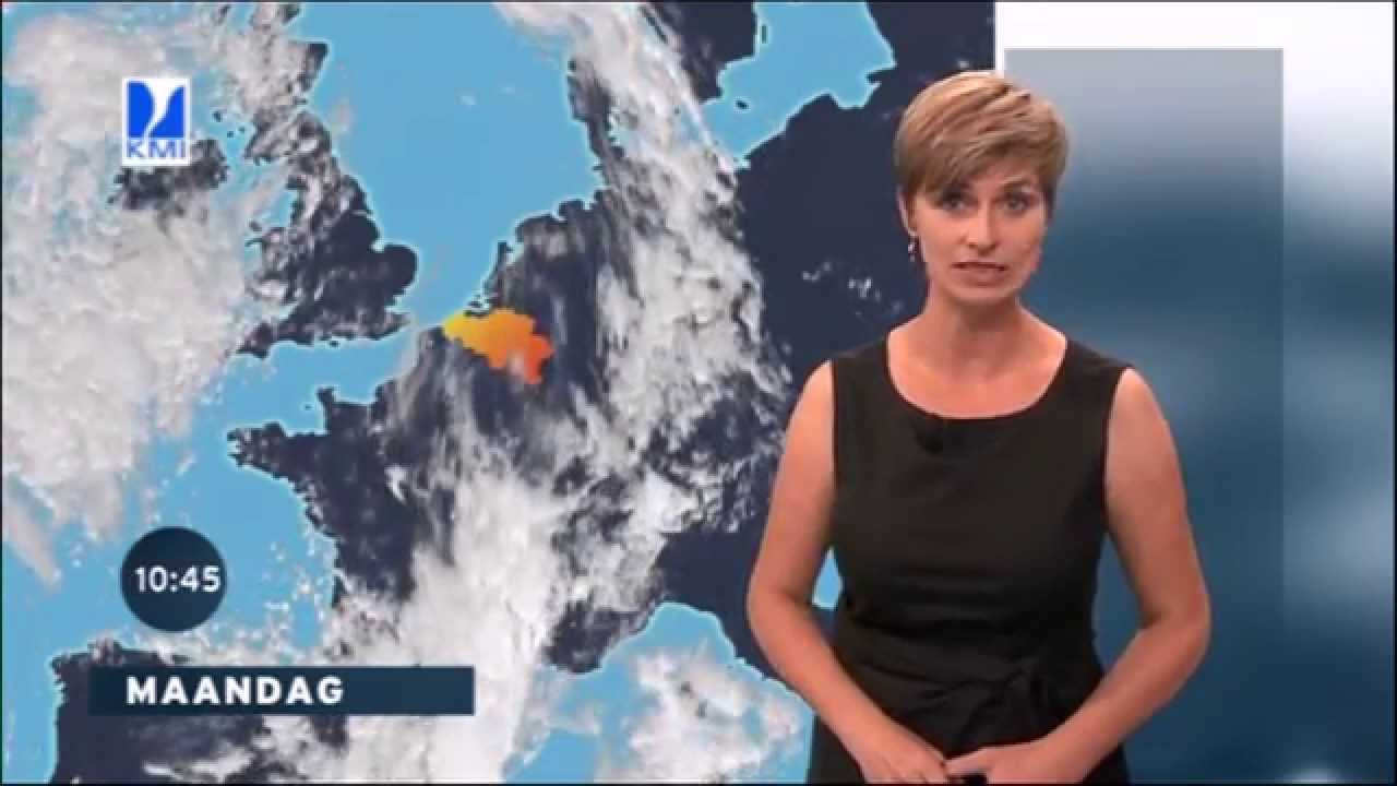 Weervrouw Sabine Hagedoren op 7 juli 2014 met weerbericht voor Vlaanderen