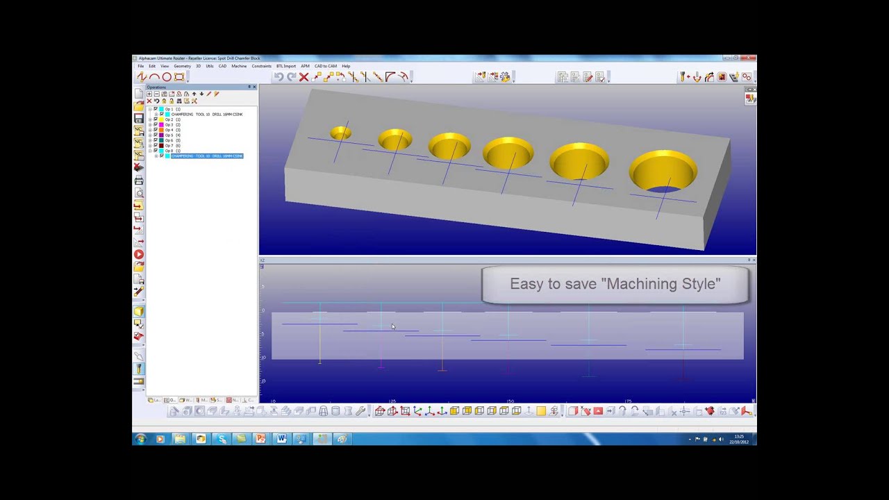 Alphacam 2013 R1 - Spot Drill and Chamfering 1
