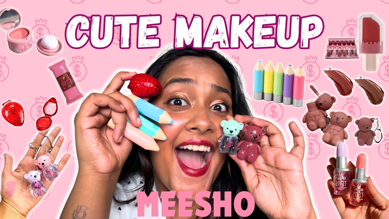 HUGE CUTE MAKEUP HAUL from MEESHO 🧁😭😱‼️ #meesho #meeshohaul #cutemakeup