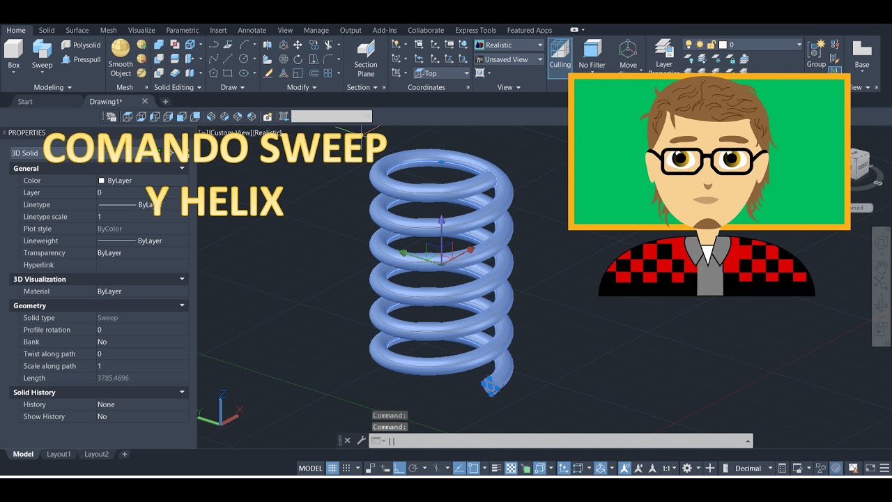 Comando Sweep con Helix, AUTOCAD 3D