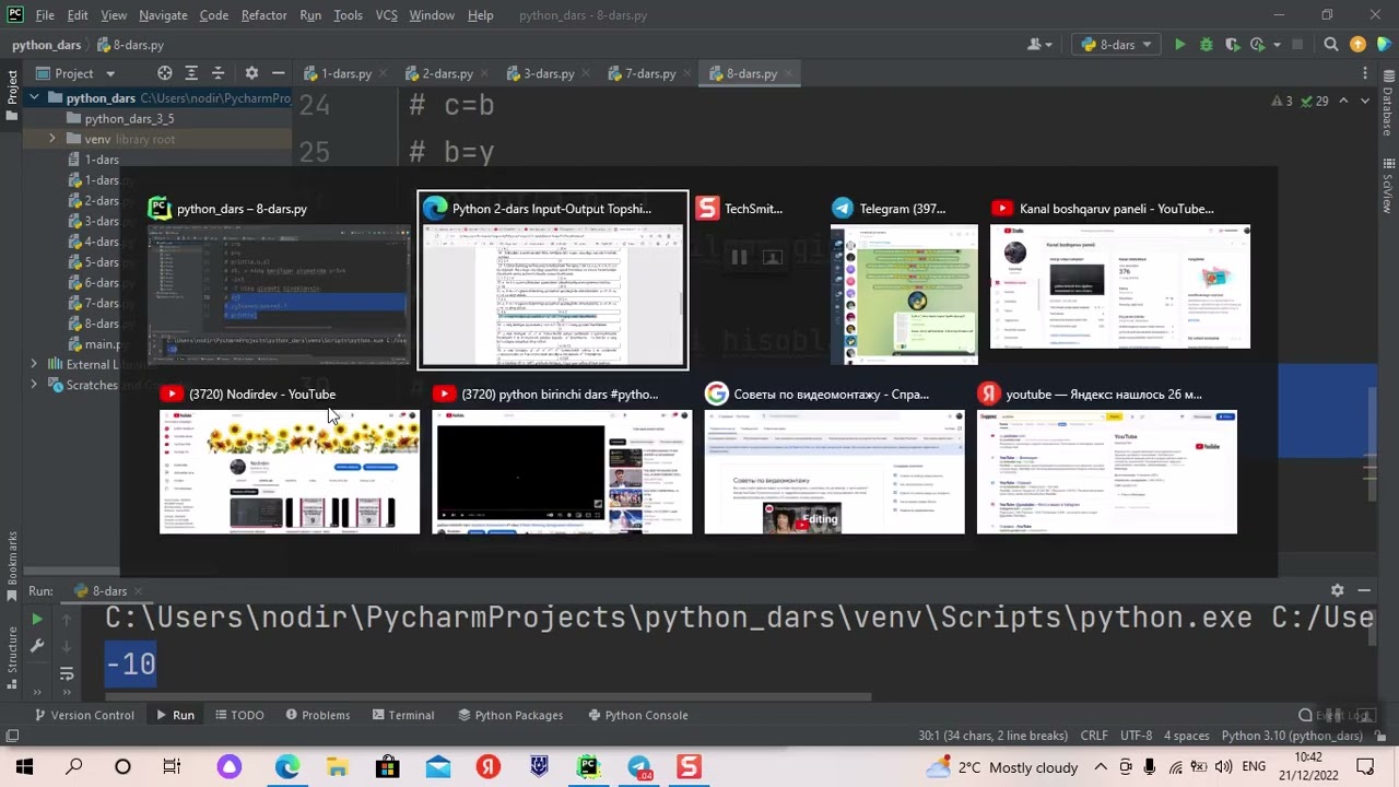 Misollar yechimi input output #python #dasturlash #webdasturlash #programist
