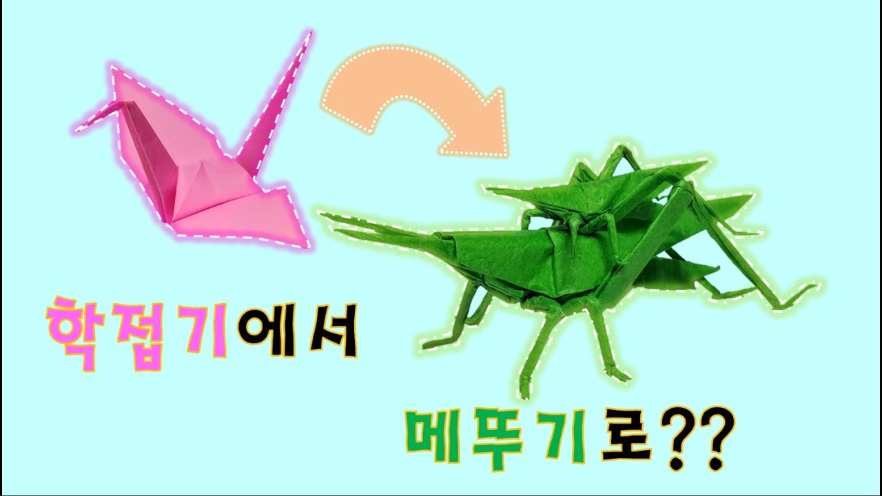 학접기로 접는 곤충!!! 섬서구 메뚜기 종이접기 / Atractomorpha lata CP tutorial