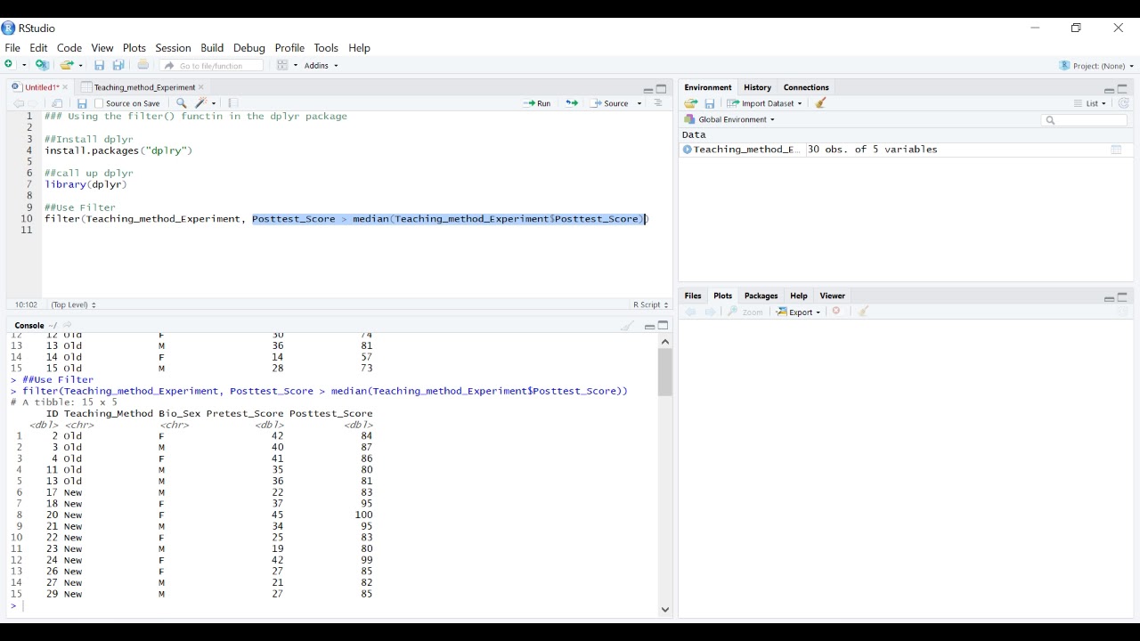 dplry: filter() and select()