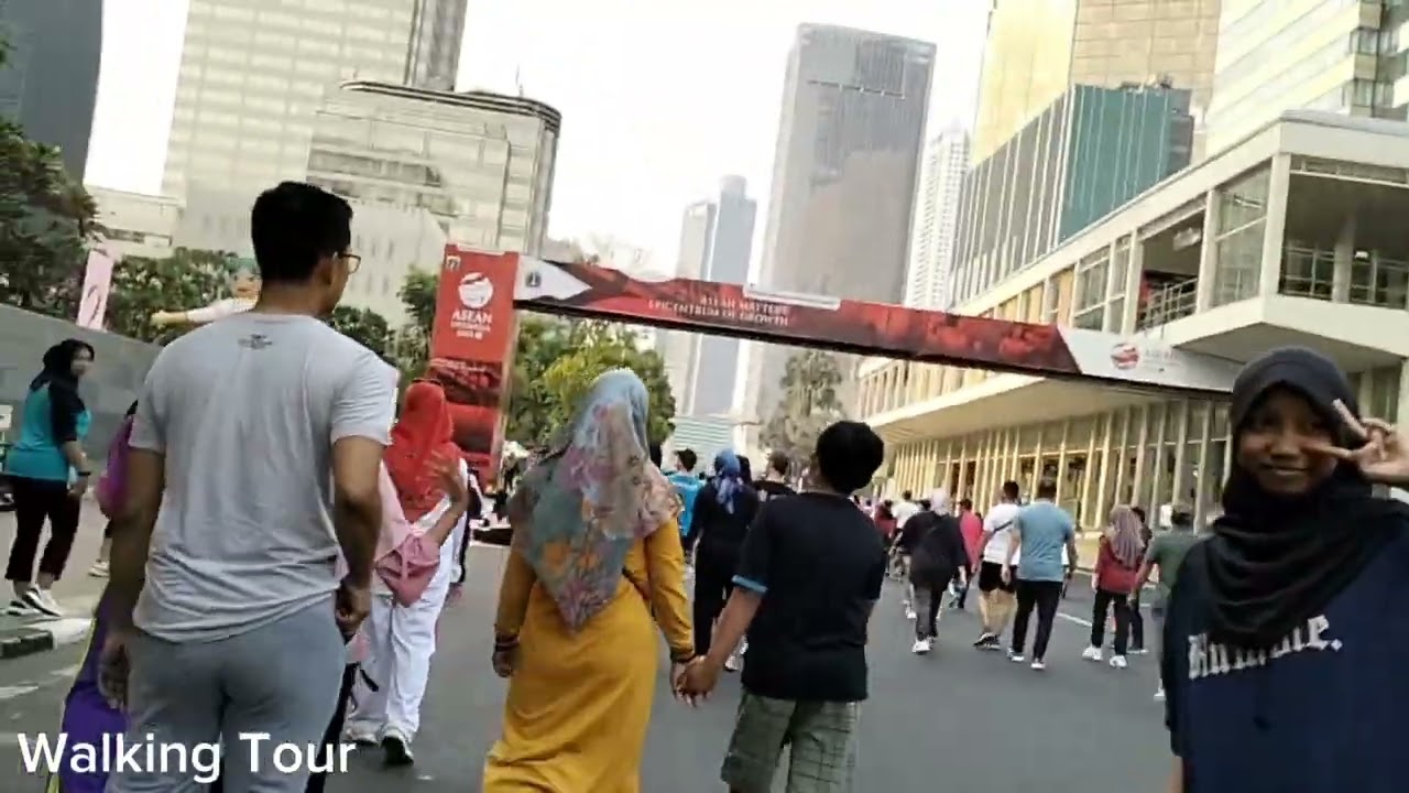 CFD || CAR FREE DAY JAKARTA || Monas, Sudirman, Thamrin,  Bundaran HI || Walking Tour #cfd