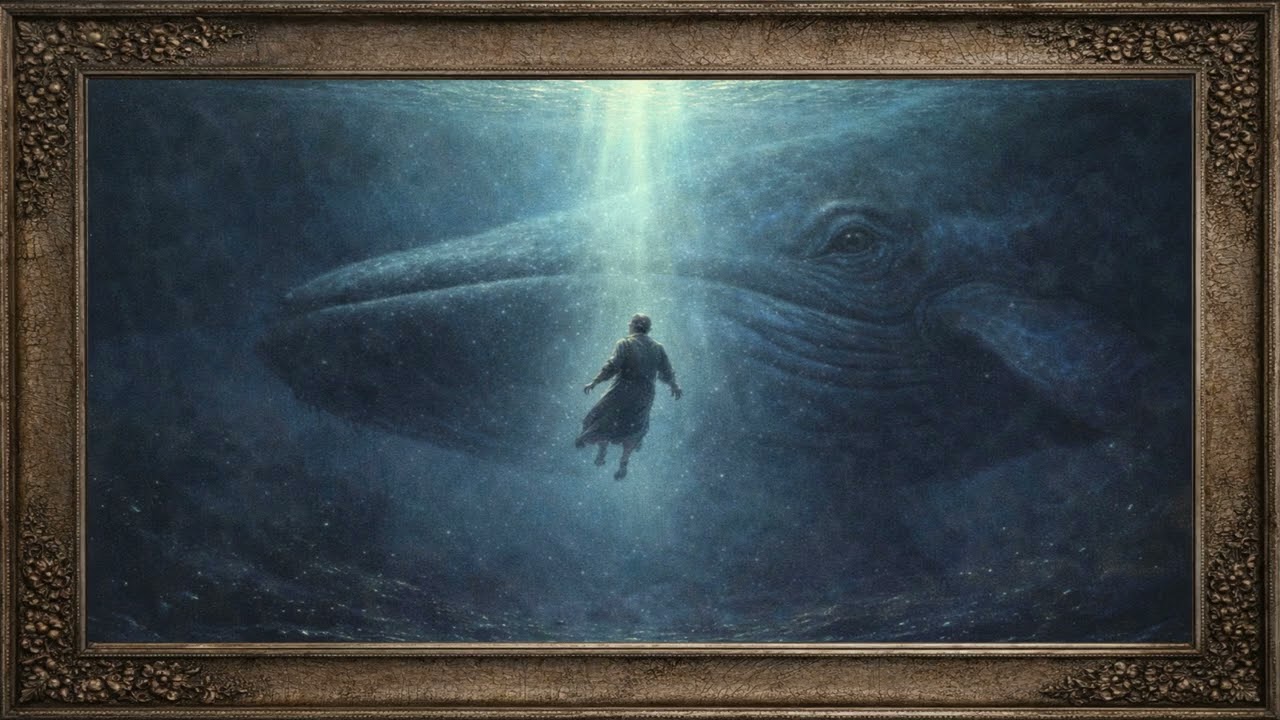 JONAH AND THE BIG FISH FROM BIBLE 4K SCREENSAVER FRAME TV ART DECOR WALLPAPER