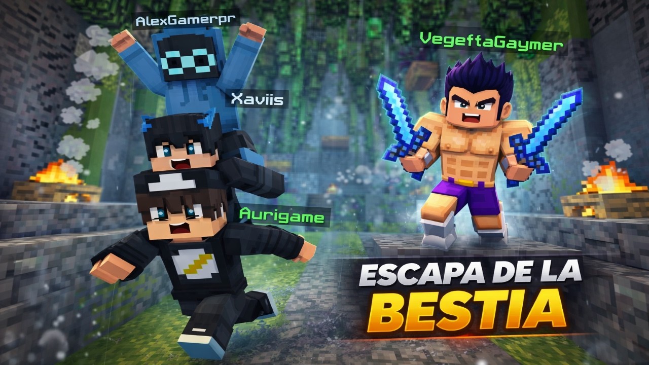 ESTAMOS VOLANDO??? | MINECARFT | ESCAPA DE LA BESTIA | FT: AURIGAME Y XAVIIS