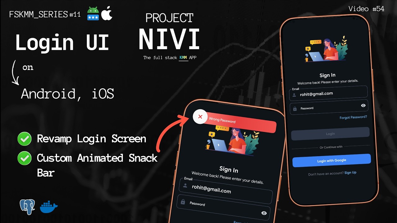 P11 : Revamp Login Screen  || Custom Snack bar || KMP || HINDI