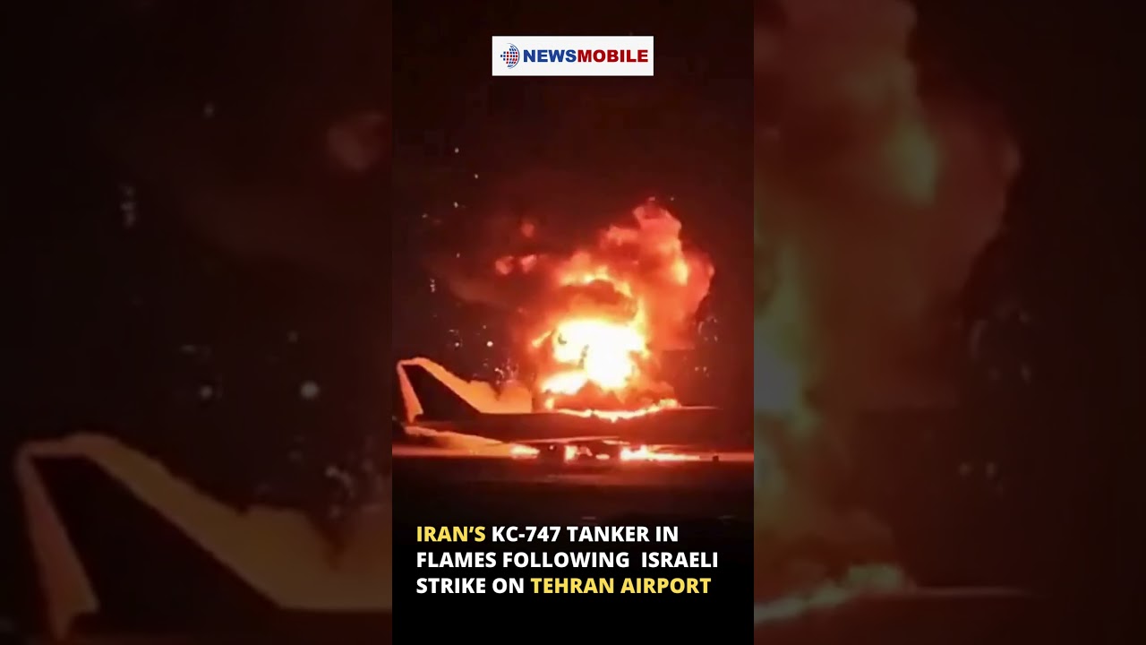 Iran&rsquo;s KC-747 tanker in flames following  Israeli strike on Tehran Airport