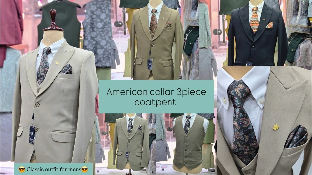 Premium lycra stuff american coller 3 piece coat pent for mens 😎 more info 9417467530