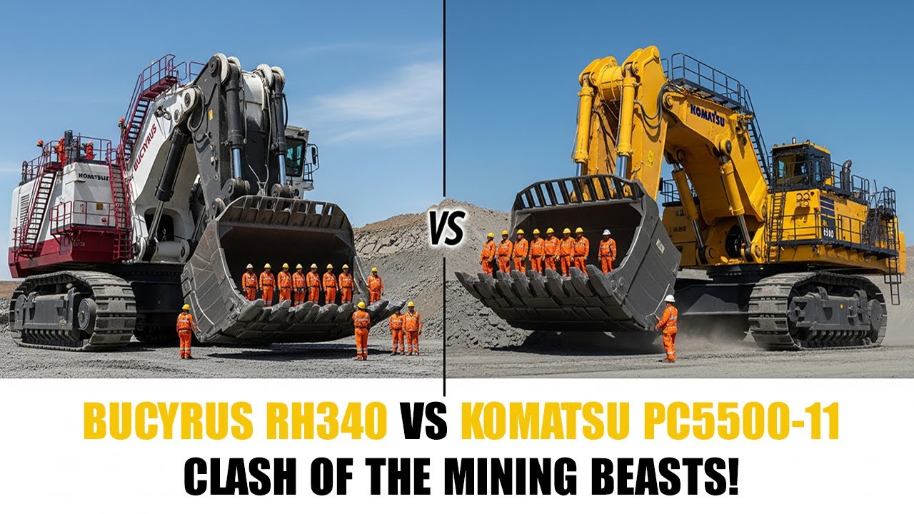 Bucyrus RH340 vs Komatsu PC5500 -11 : Clash of the Mining Beasts!