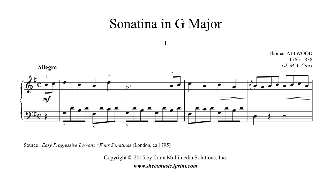 Attwood : Sonatina in G Major (I : Allegro)