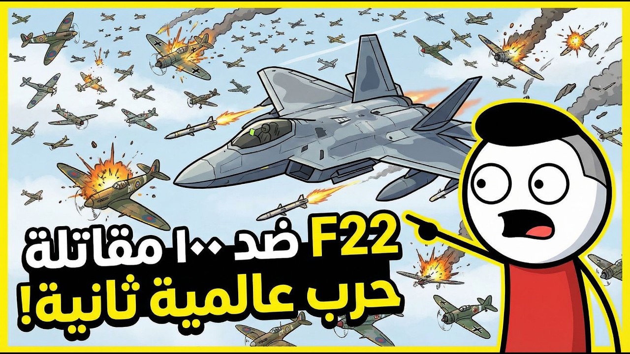 ماذا لو واجهت مقاتلة F-22 رابتور 100 مقاتلة من الحرب العالمية الثانية ؟