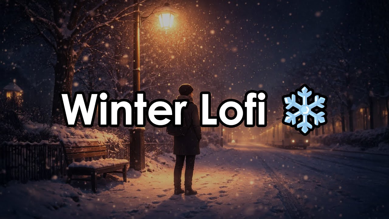 Snowy Streetlamp ❄️ – 1 Hour Winter Lofi Piano & Rhodes (72 BPM) | Study / Sleep