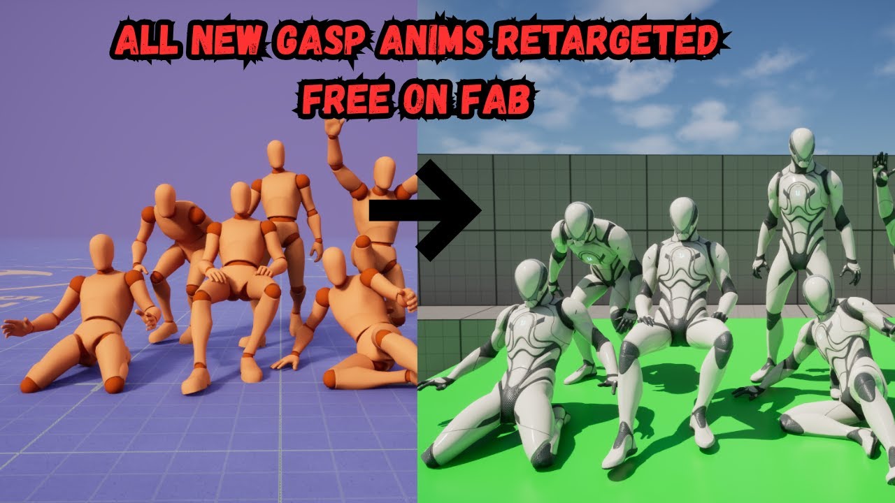 Free GASP Animations 5.7 Update Retargeted To Manny On FAB