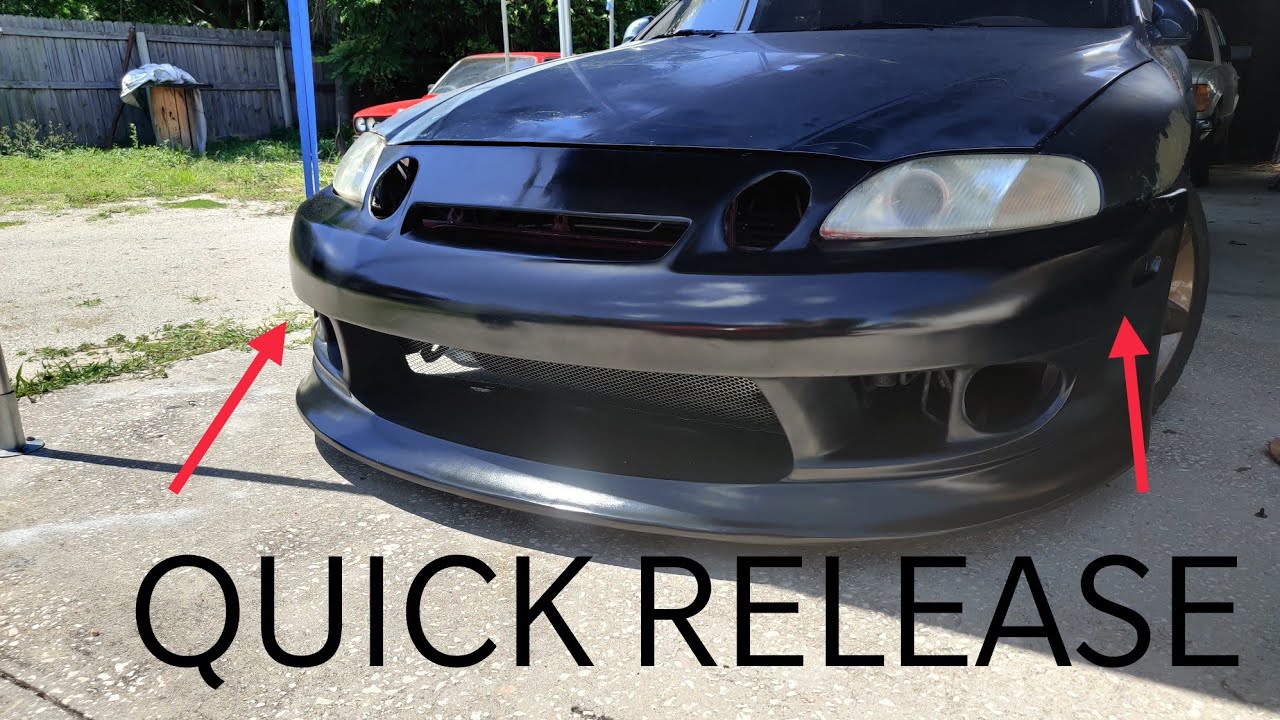 Adding quick release latch buttons to Lexus sc300 Duraflex Vspeed bumper part 8.5