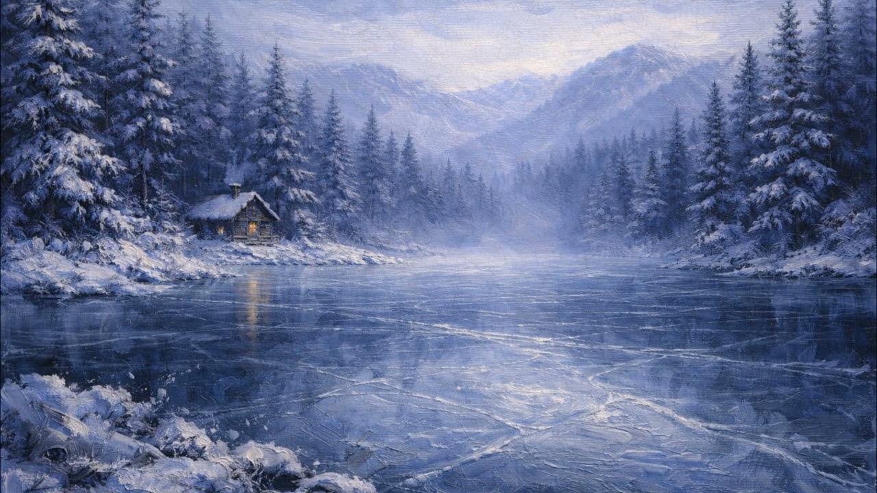 Frozen Winter Lake House ❄️ | Calm TV Background | Snowy Lake Scenery