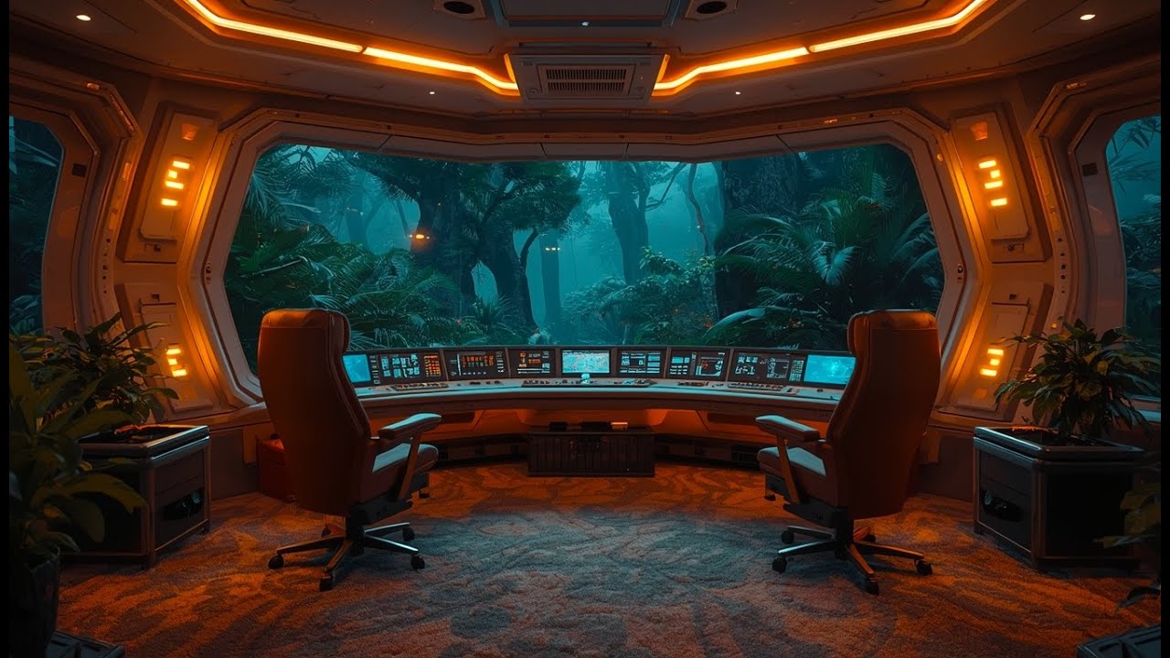 Relaxing in a Jungle Control Station | Ambient Music for Focus and Deep Work