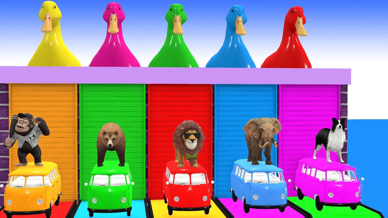 Long Slide Game With Cow Elephant Gorilla Hippopotamus Tiger 3d Animal Game Funny 3d Animals