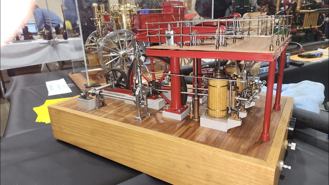 Crossfield Twin Beam Textile Mill Engine 1/28th Scale Model Built by Bill Huxhold only one exists