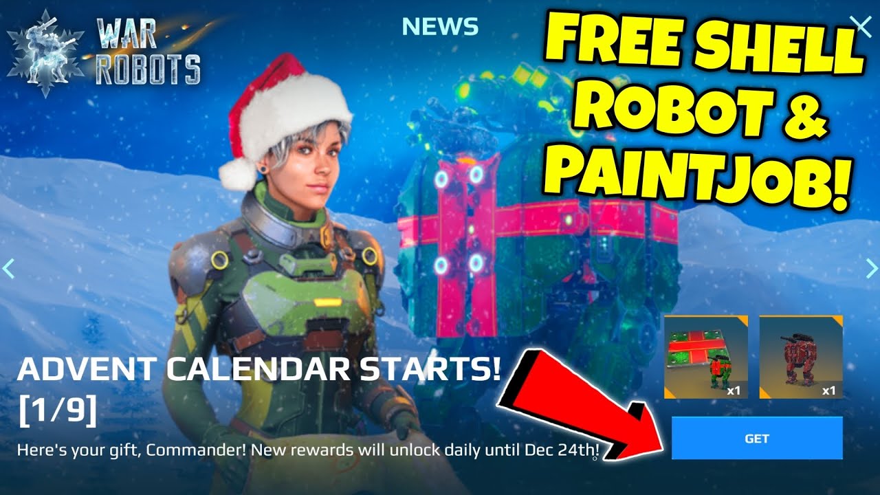FREE SHELL ROBOT AND PAINTJOB SKIN! War Robots Advent Calendar Event Day (1/9)