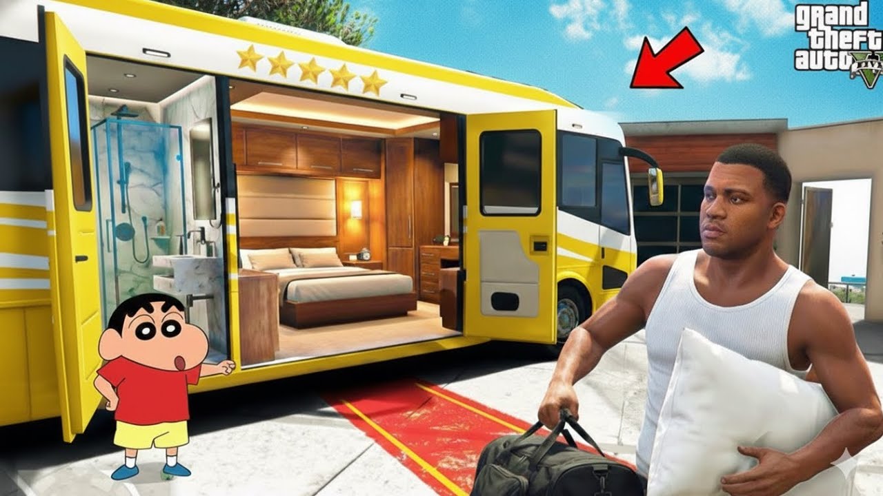 Gta 5 : Franklin & Shinchan বাসে করে ঘুরতে গেলো l Gta 5 Bangla Gameplay