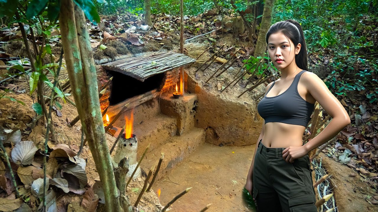 Watch Me Make a Secret Forest Shelter From Scratch