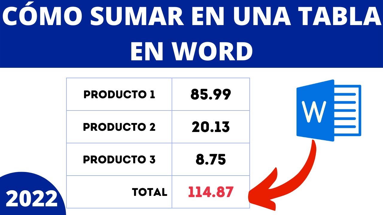 CÓMO SUMAR VALORES EN UNA TABLA DE WORD - 2022