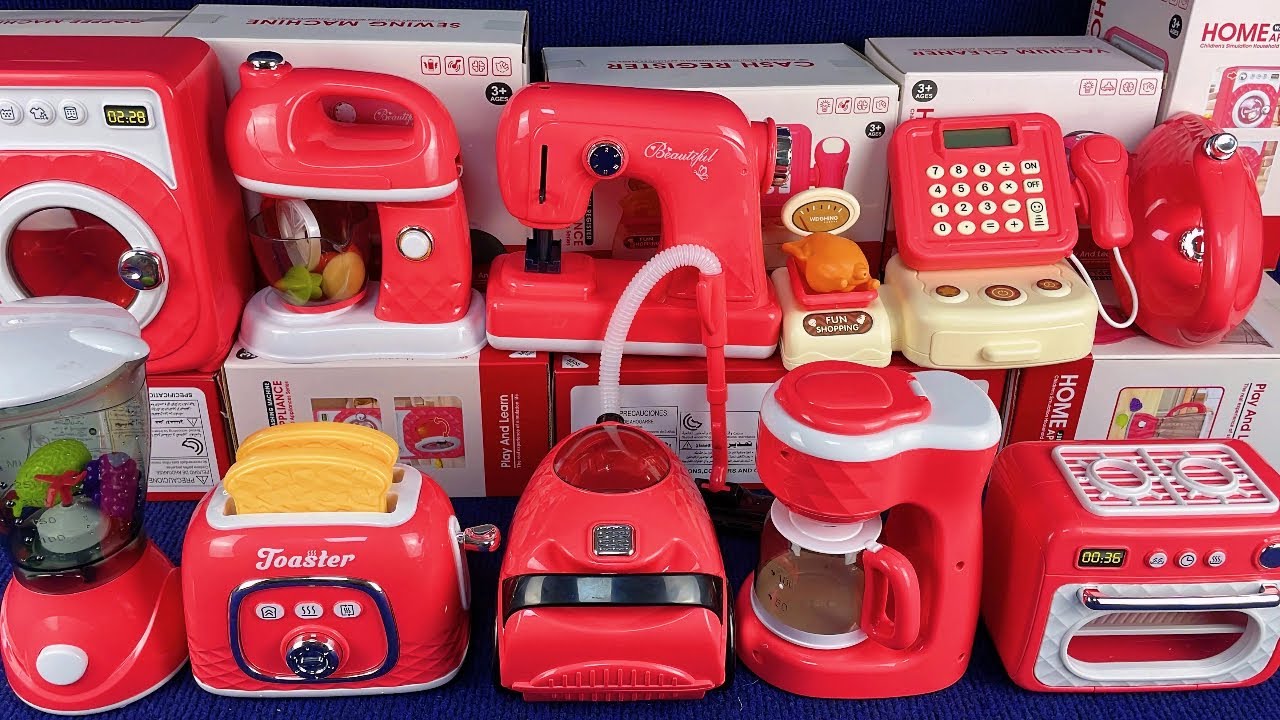 10 Minutes Satisfying with Unboxing Red Kitchen Appliance Play Set Review Toys | ASMR 