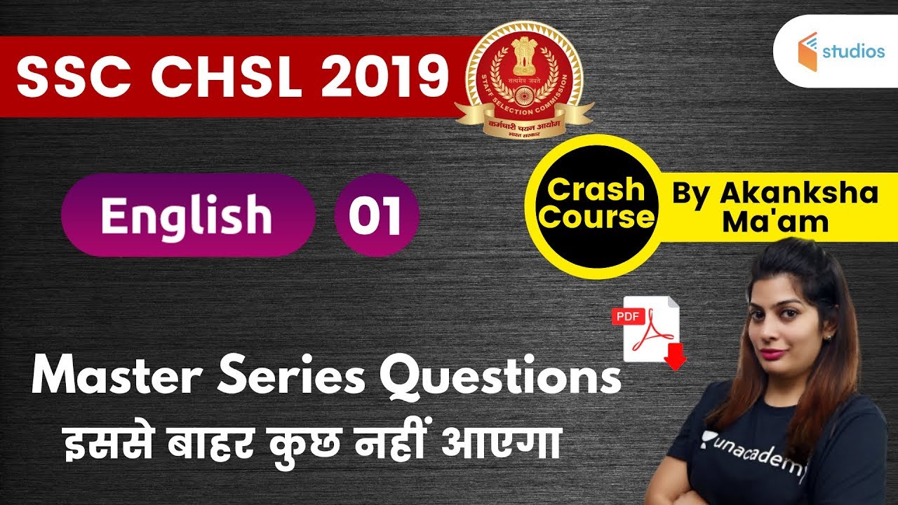 1:00 PM - SSC CHSL 2019 | English by Akanksha Ma'am | Master Series Questions (Day-1)